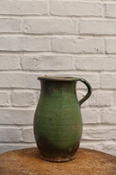 Vintage Green Glazed Ceramic Jug, Hungary, 20th Century