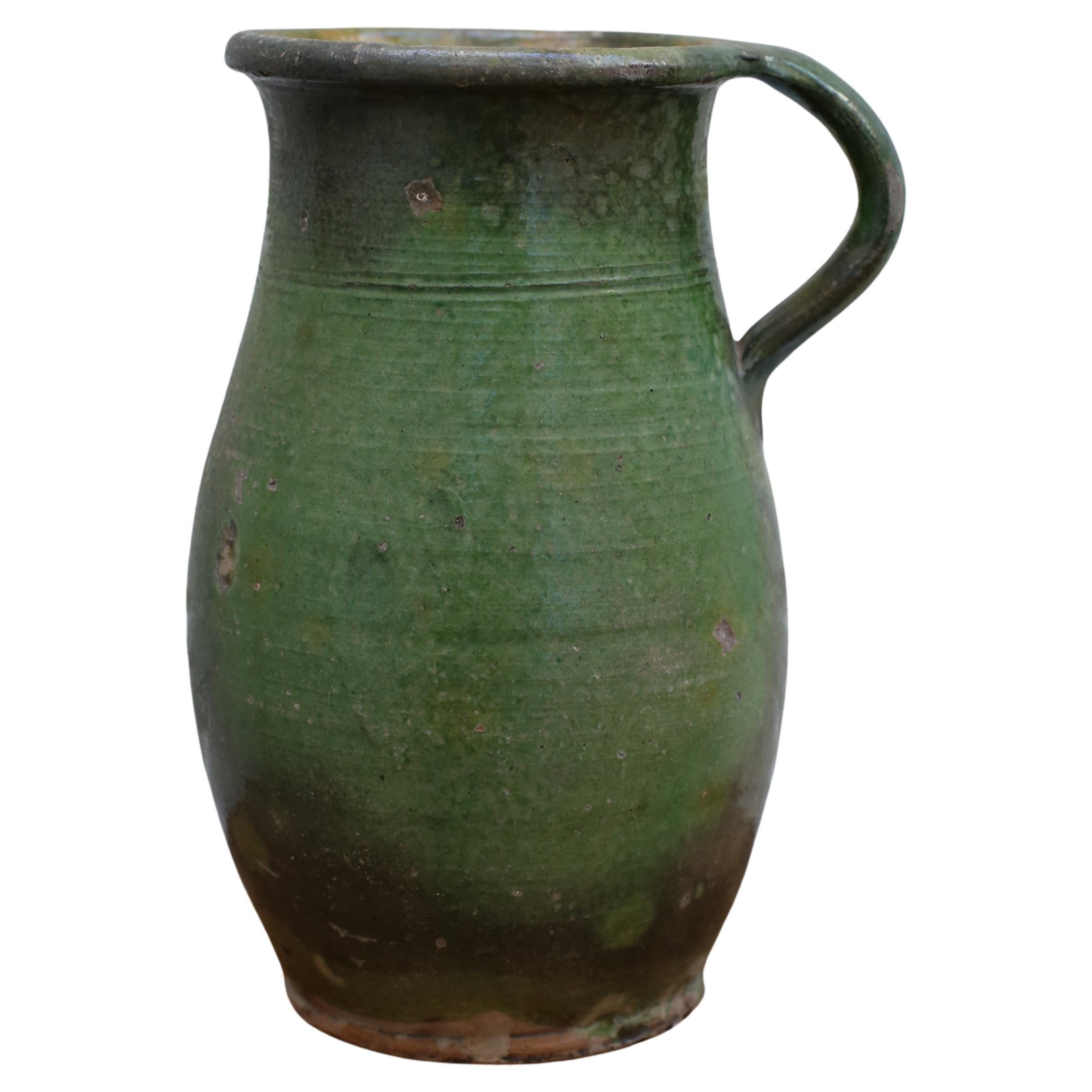 Vintage Green Glazed Ceramic Jug, Hungary, 20th Century