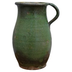 Jarra vintage de cerámica vidriada verde, Hungría, Siglo XX