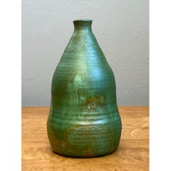 Vintage Green Glazed Studio Pottery Vase