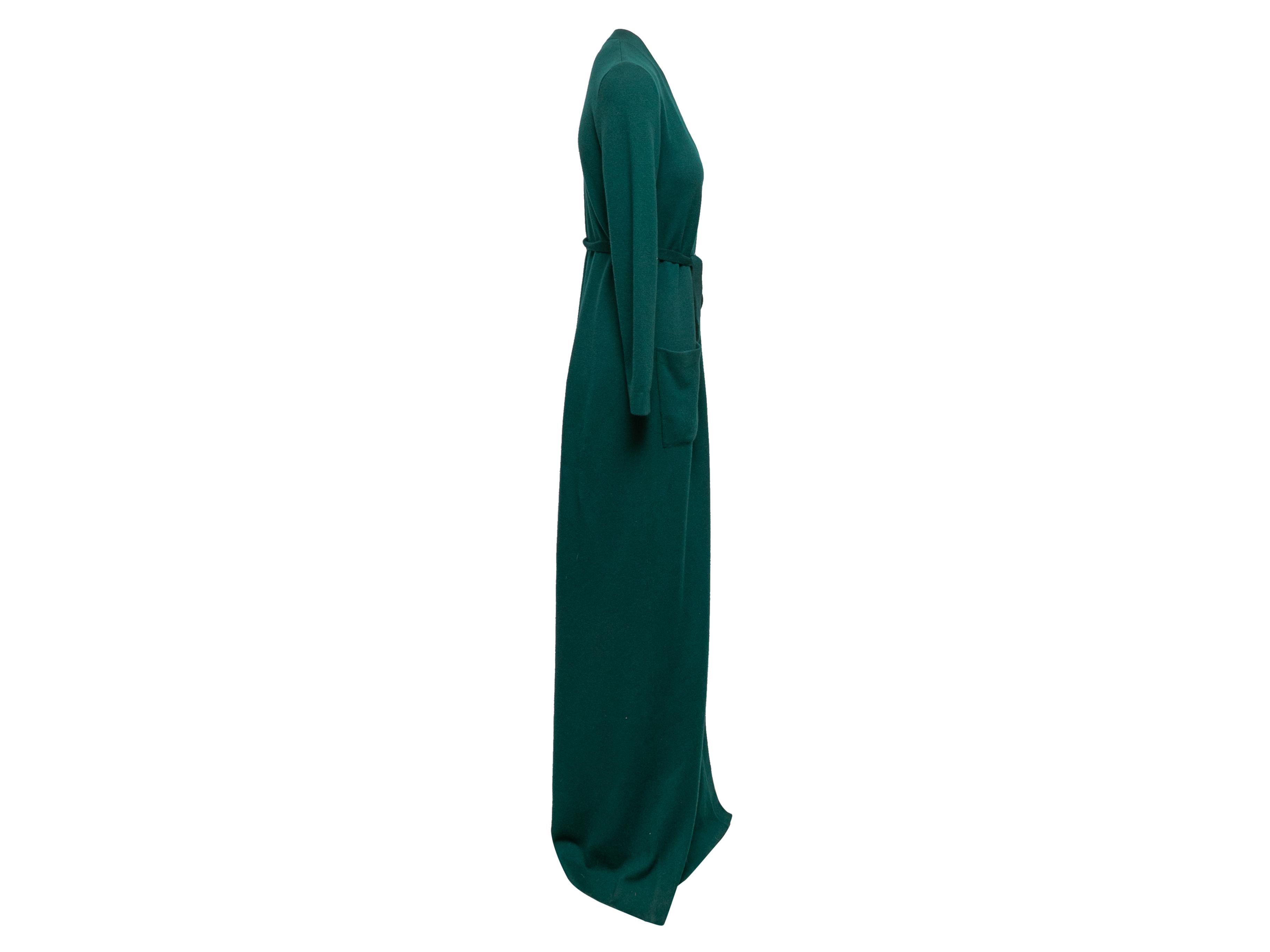 Vintage Green Halston Cashmere Maxi Dress Size US L In Good Condition For Sale In New York, NY