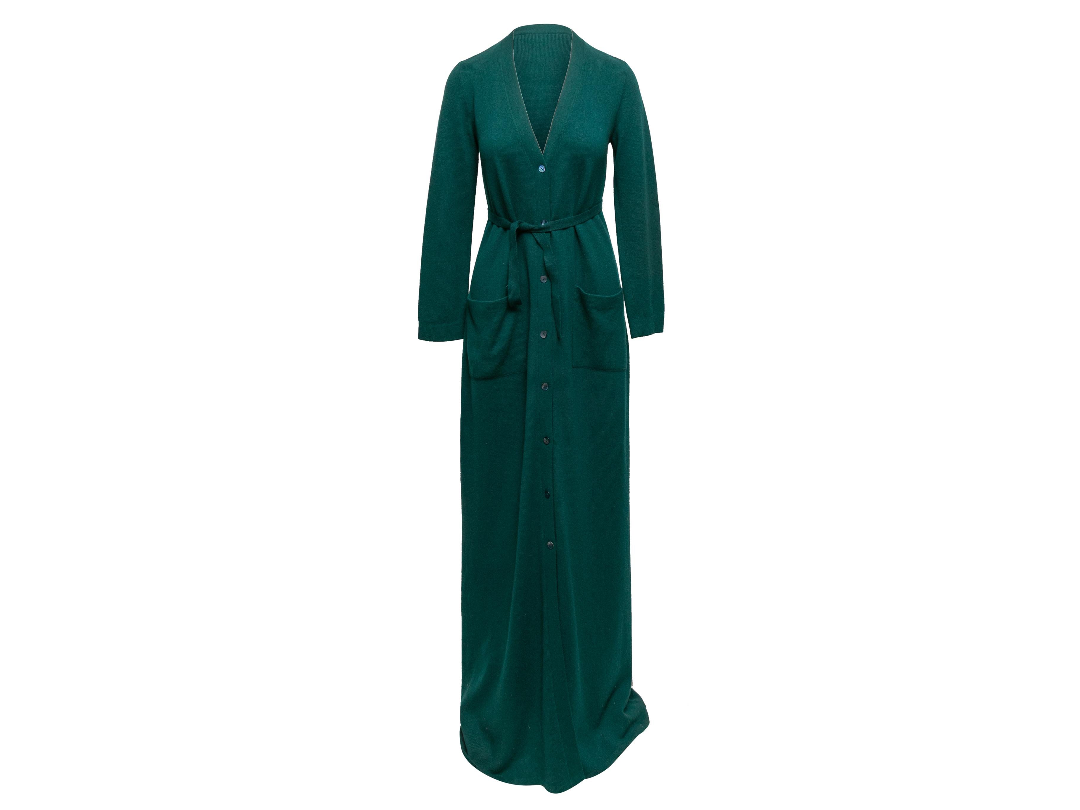 Women's Vintage Green Halston Cashmere Maxi Dress Size US L For Sale