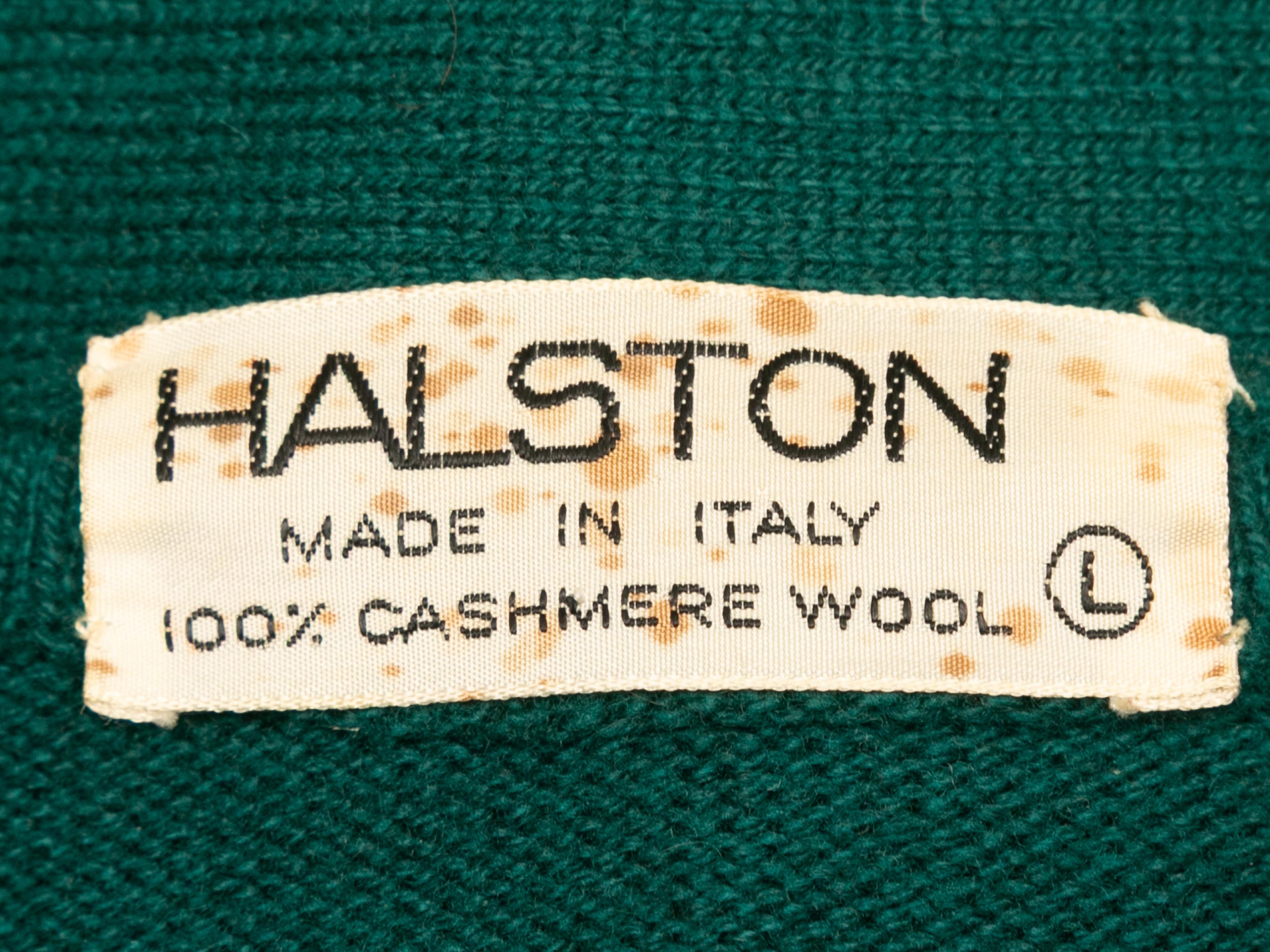Vintage Green Halston Cashmere Maxi Dress Size US L For Sale 1