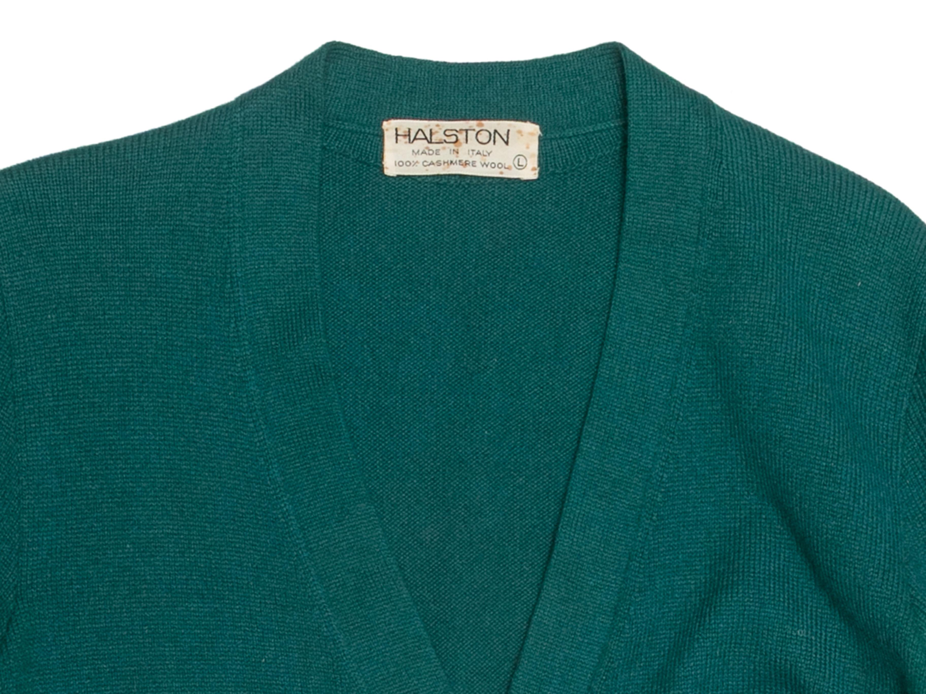 Vintage Green Halston Cashmere Maxi Dress Size US L For Sale 2