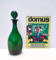 Vintage Green Hand-Blown Glass Bottle, Empoli, Italy