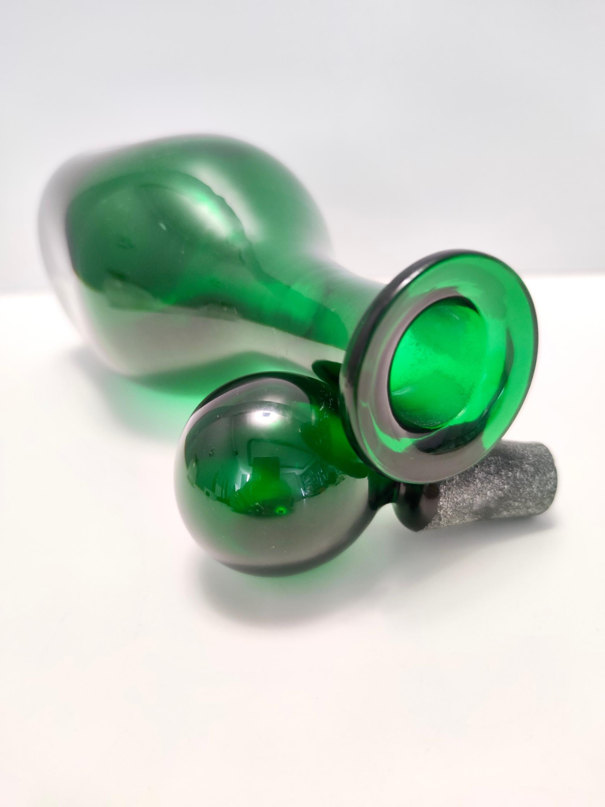 Mid-20th Century Vintage Green Hand-Blown Glass Bottle, Empoli, Italy