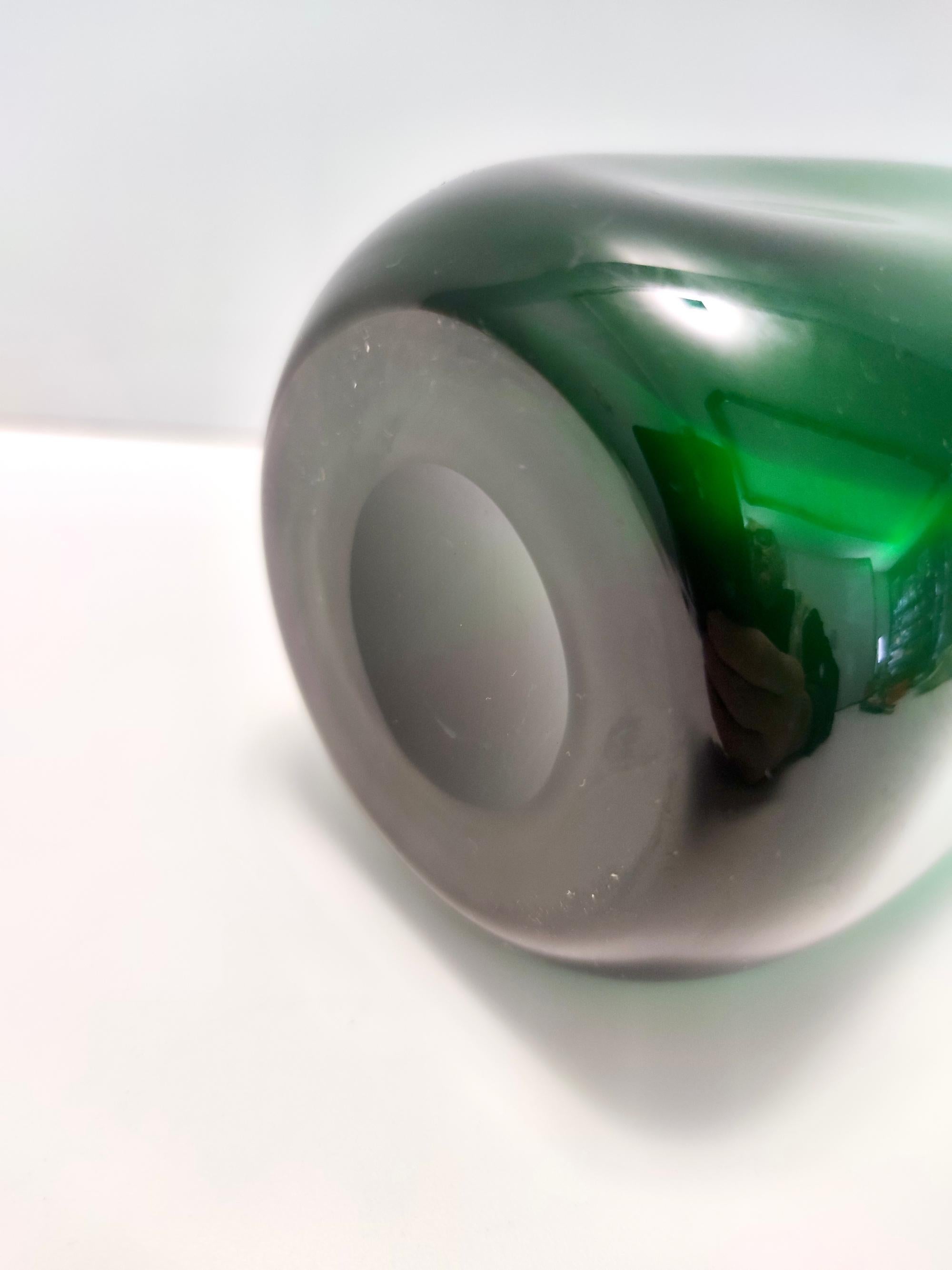 Vintage Green Hand-Blown Glass Bottle, Empoli, Italy 2