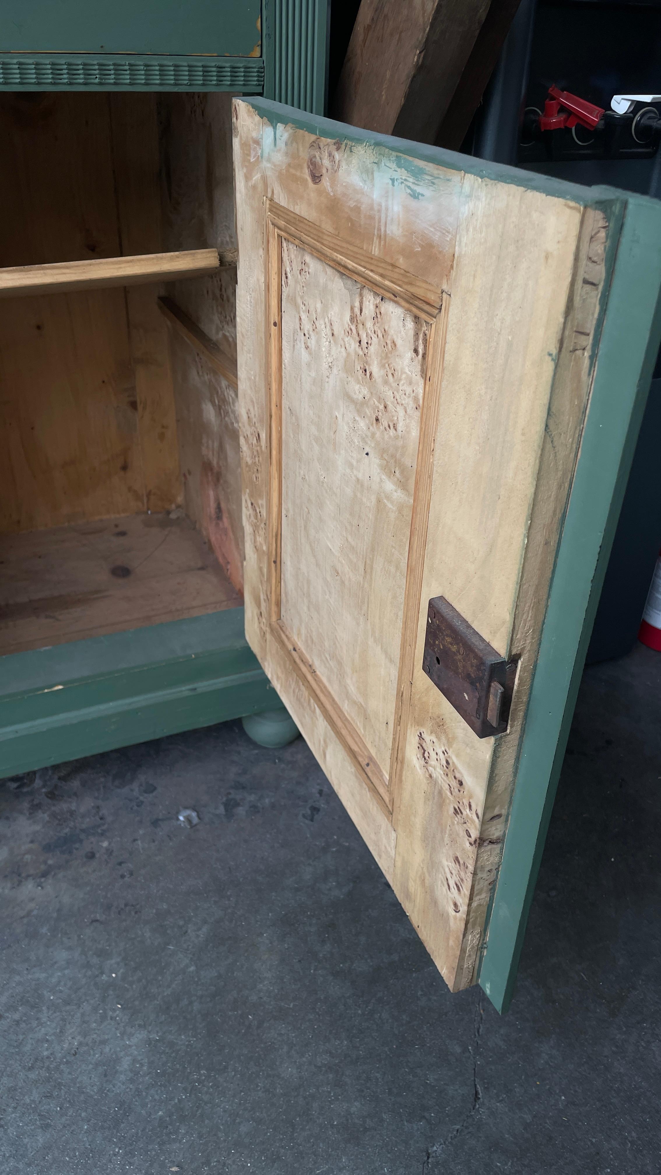 Vintage Green Hutch with Decorative Cornice at 1stDibs