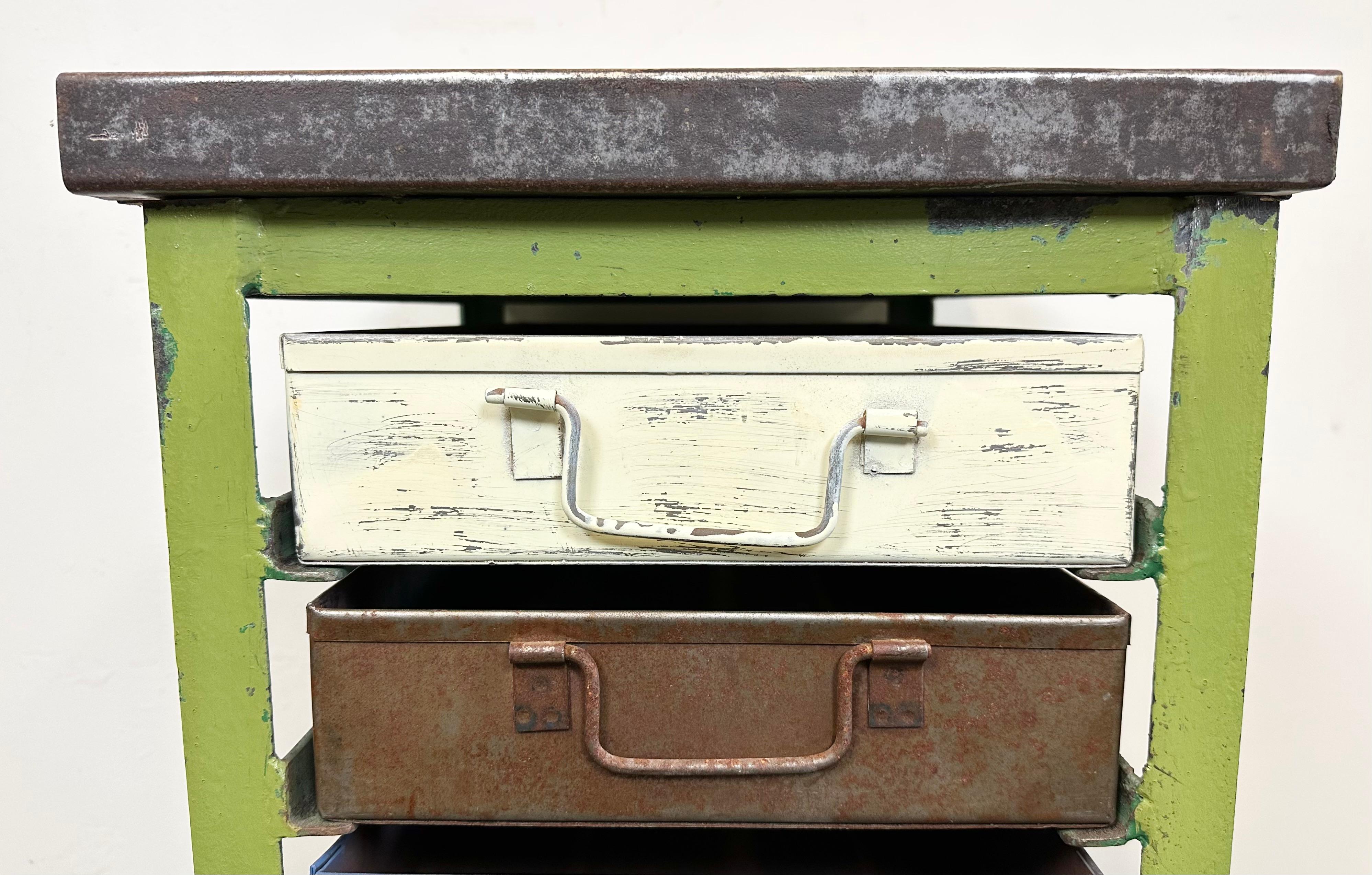 Vintage Green Industrial Iron Chest of Drawers, 1950s 5