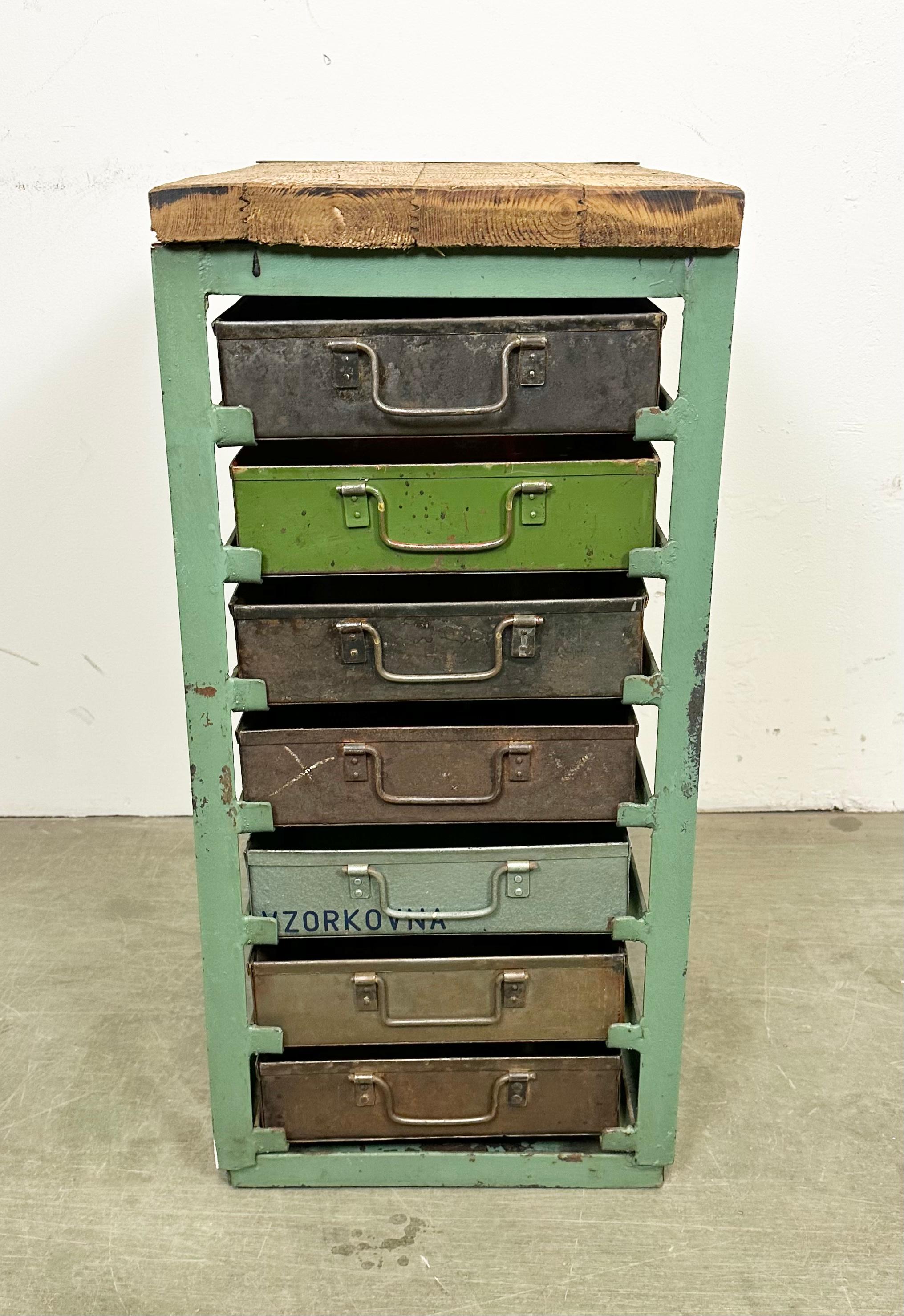 Vintage Green Industrial Iron Chest of Drawers, 1950s 8