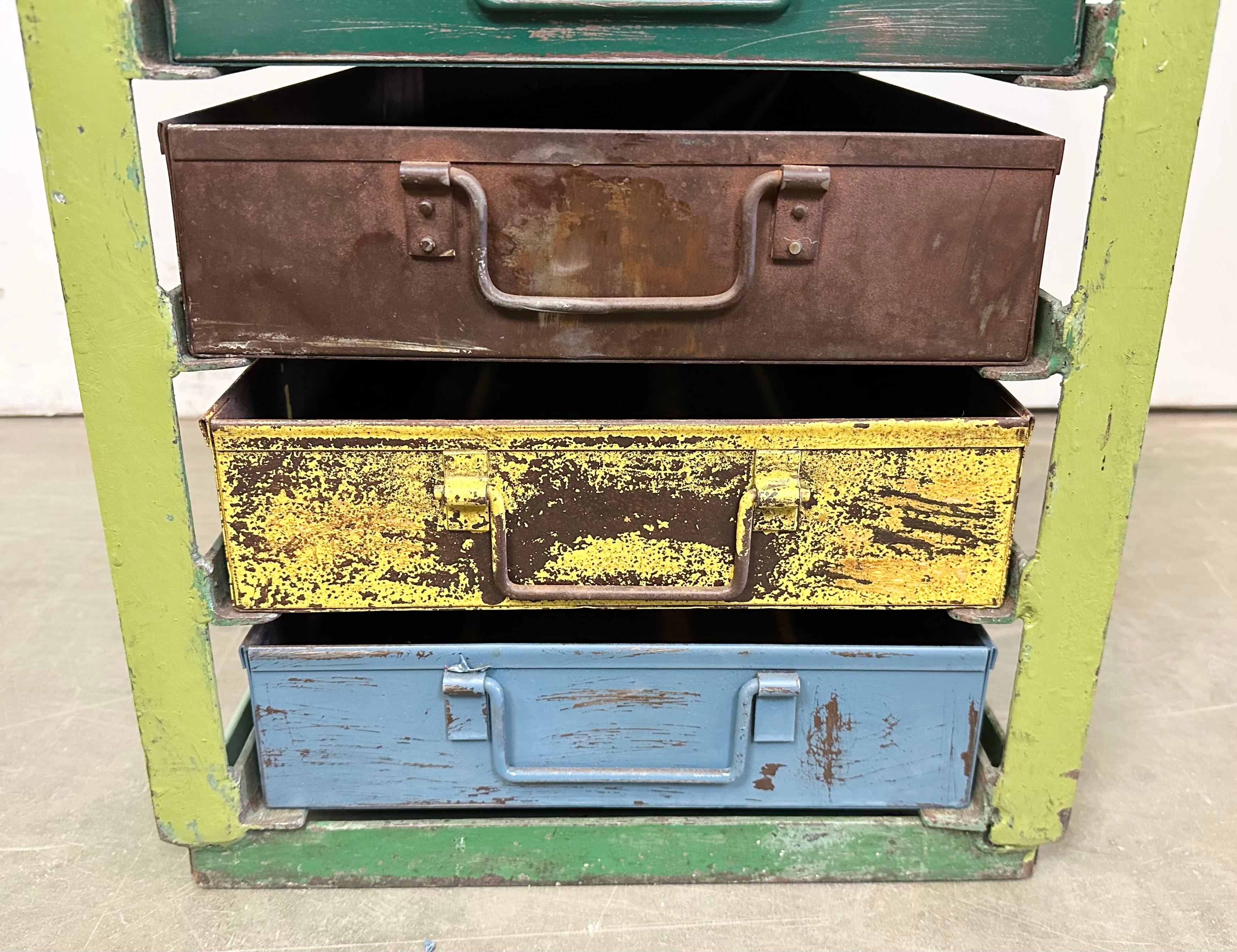 Vintage Green Industrial Iron Chest of Drawers, 1950s 7
