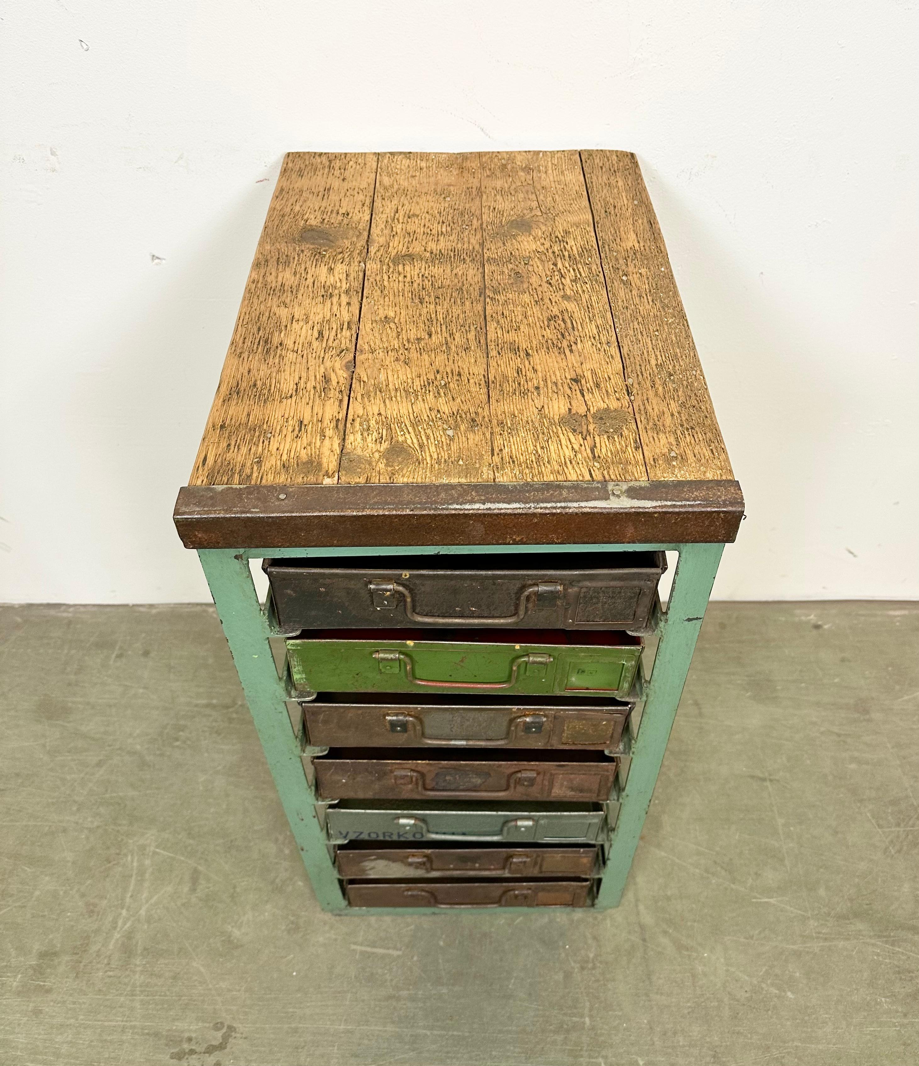 Vintage Green Industrial Iron Chest of Drawers, 1950s 1