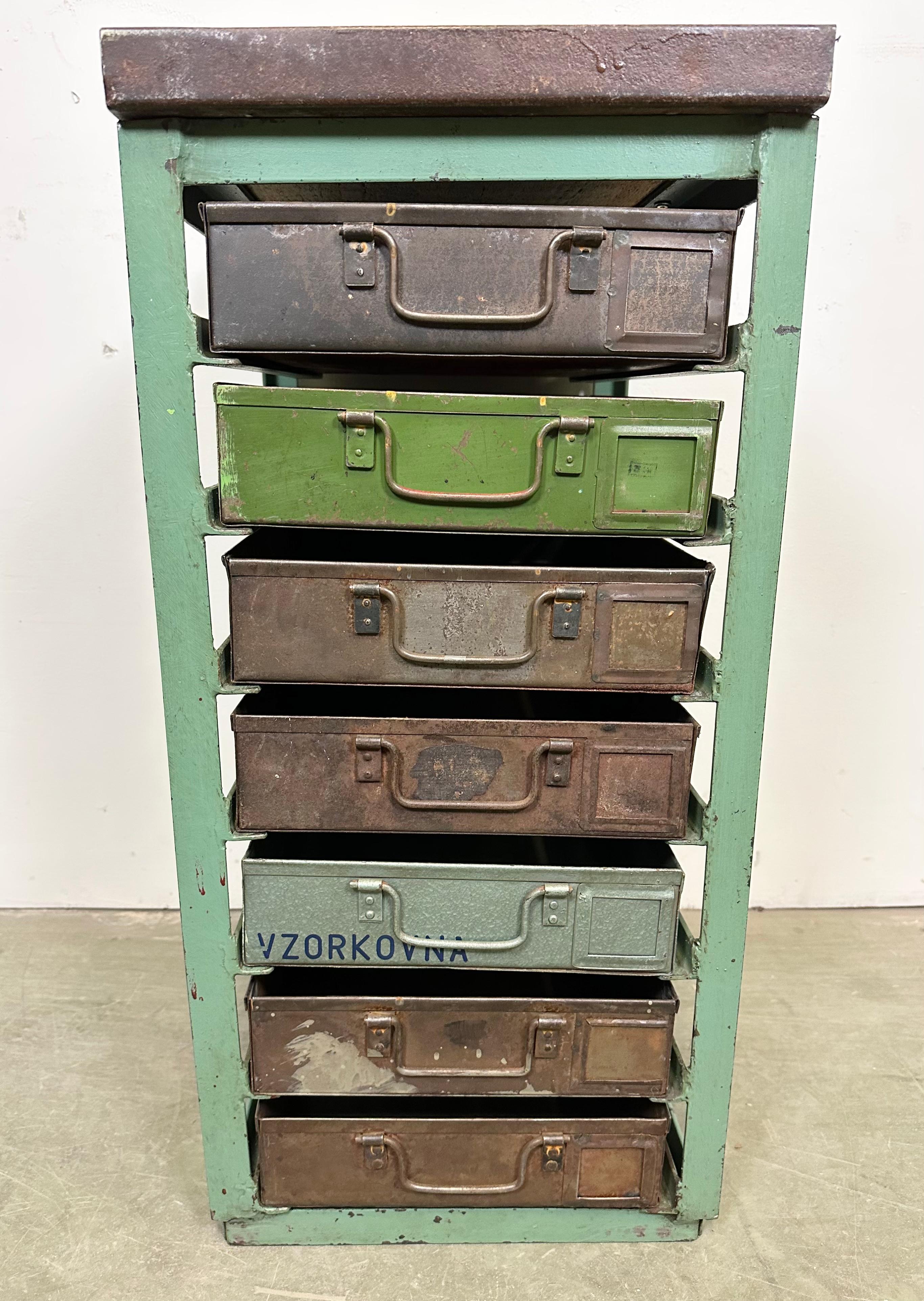 Vintage Green Industrial Iron Chest of Drawers, 1950s 3