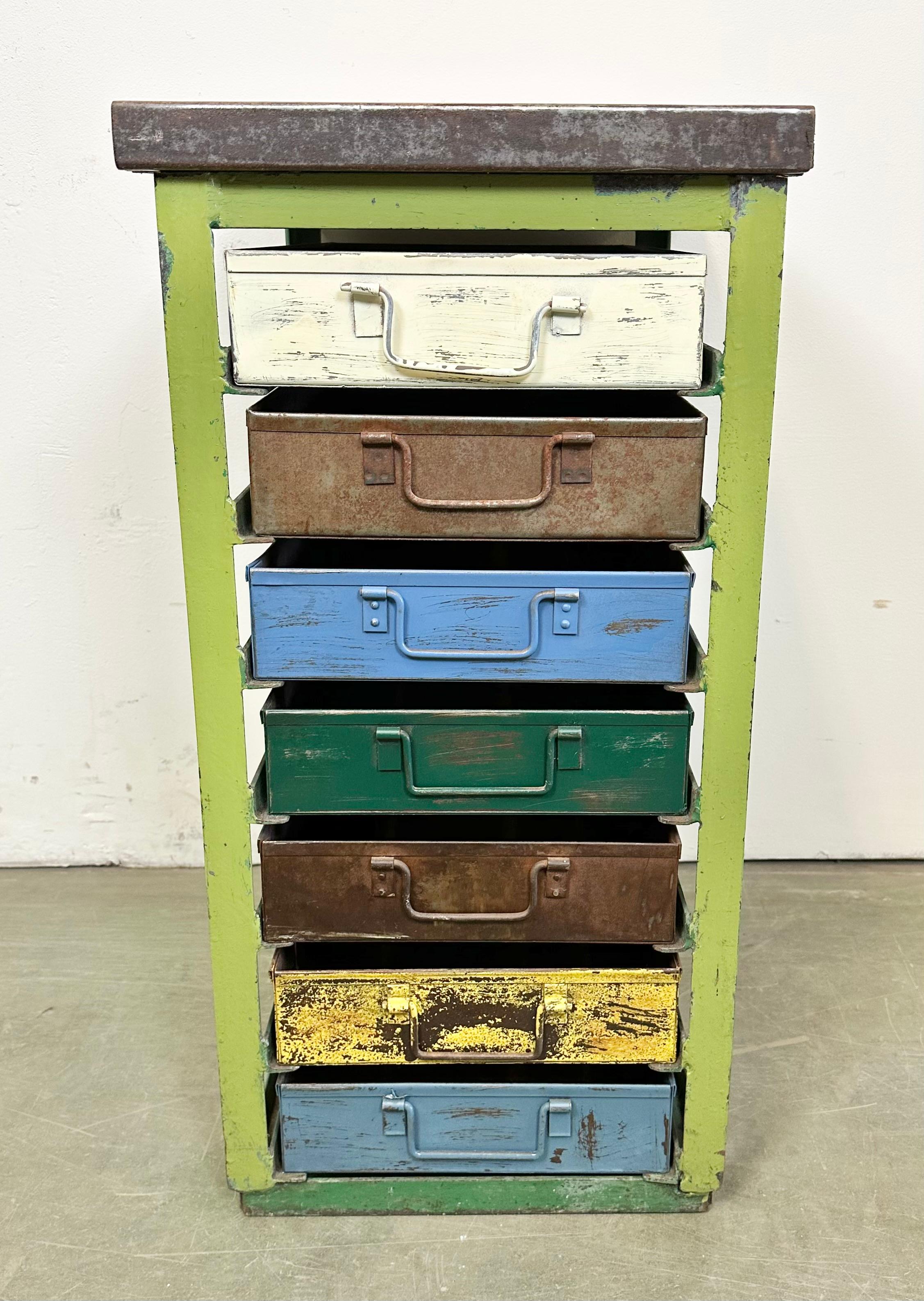 Vintage Green Industrial Iron Chest of Drawers, 1950s 2