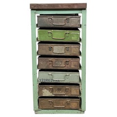 Vintage Green Industrial Iron Chest of Drawers, 1950s