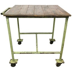 Vintage Green Industrial Trolley, 1960s