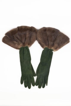 Vintage Green Inside-Out Leather Gloves