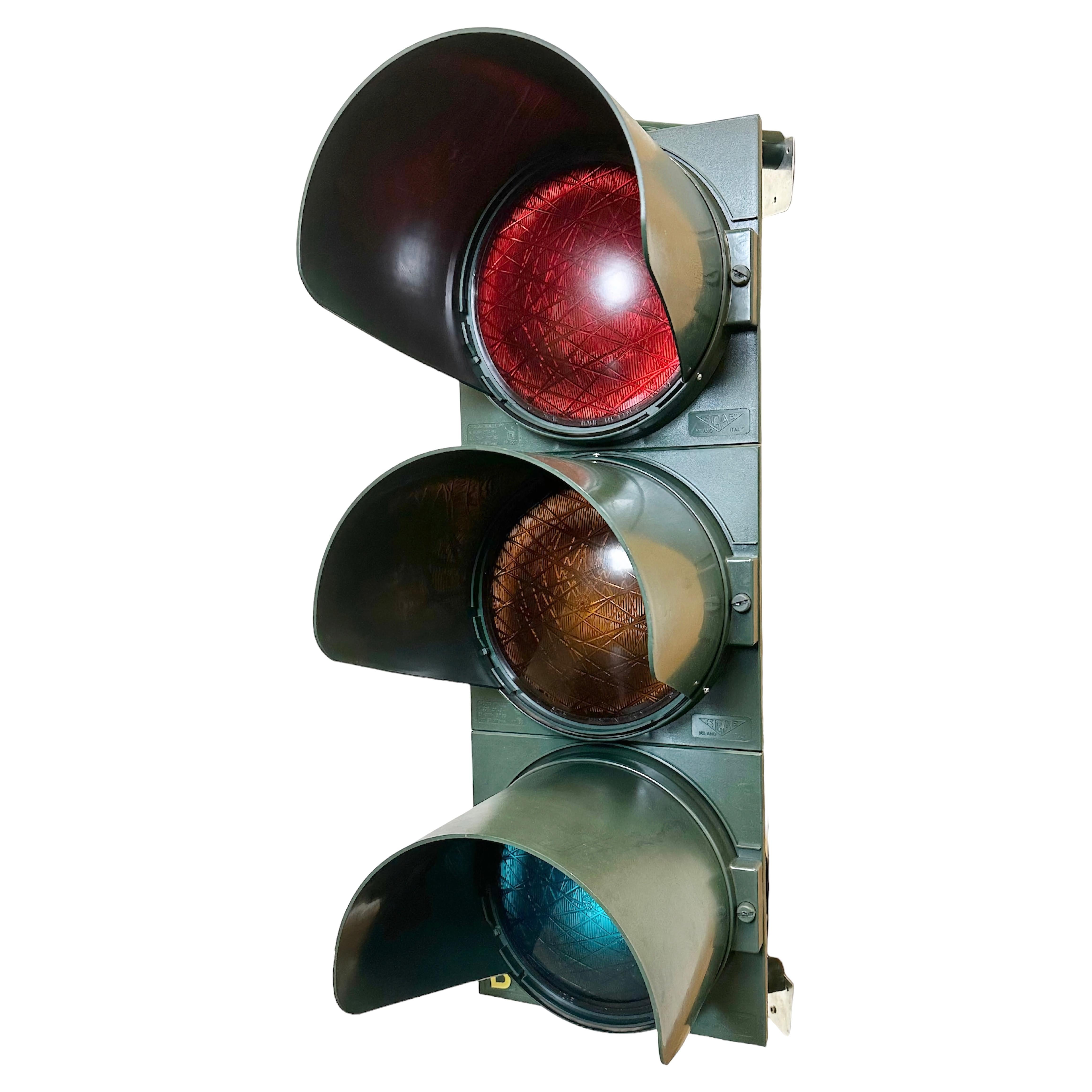 Vintage Green Italian Traffic Lights, 1980s