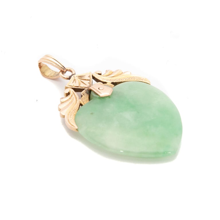Vintage Gold Heart Shape Jade Love Pendant at 1stDibs heart shaped