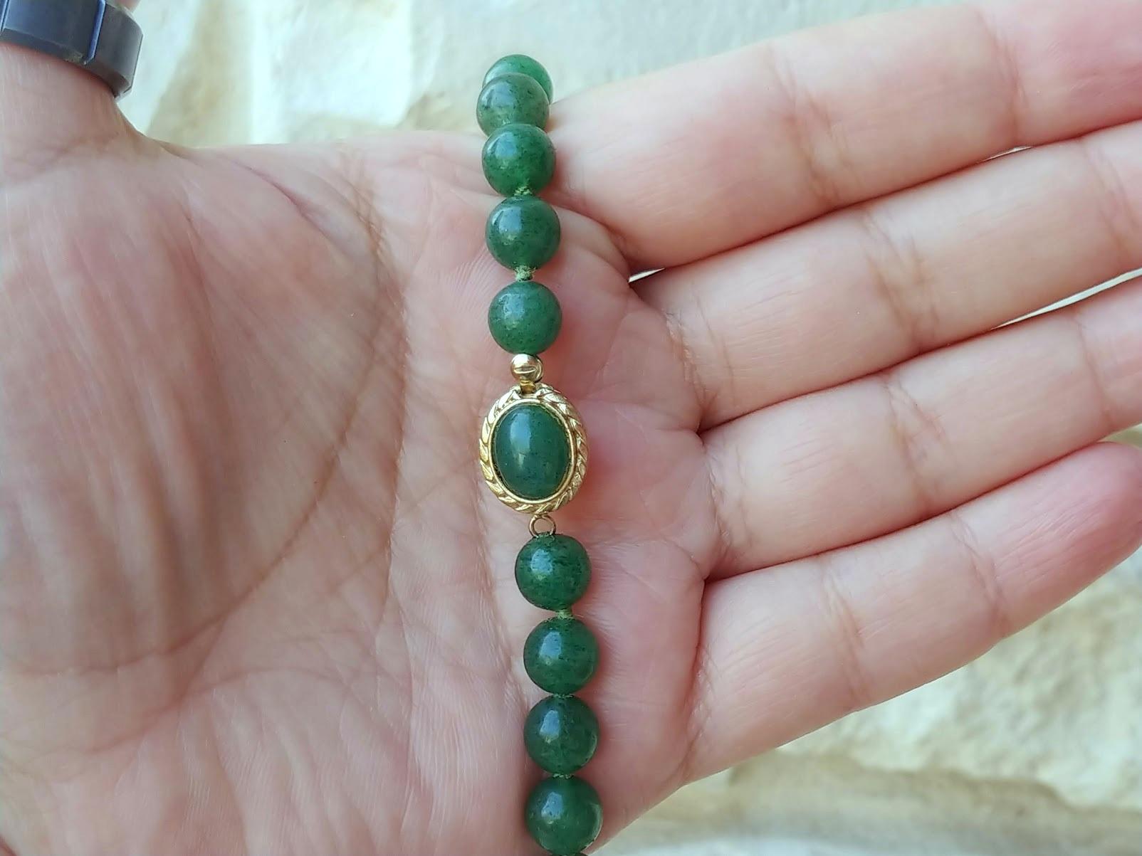 Halskette aus grüner Jade in Grün Damen