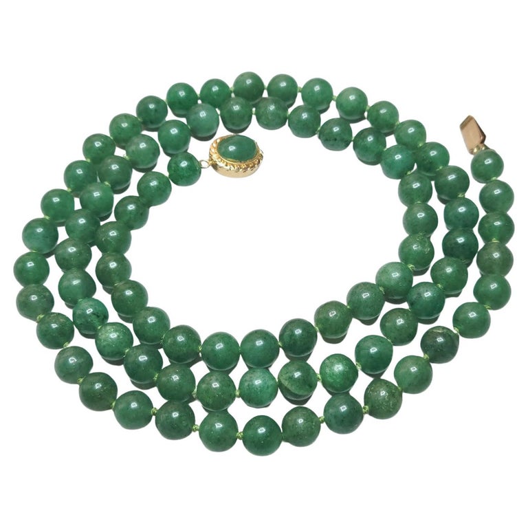 Vintage Green Jade Necklace at 1stDibs
