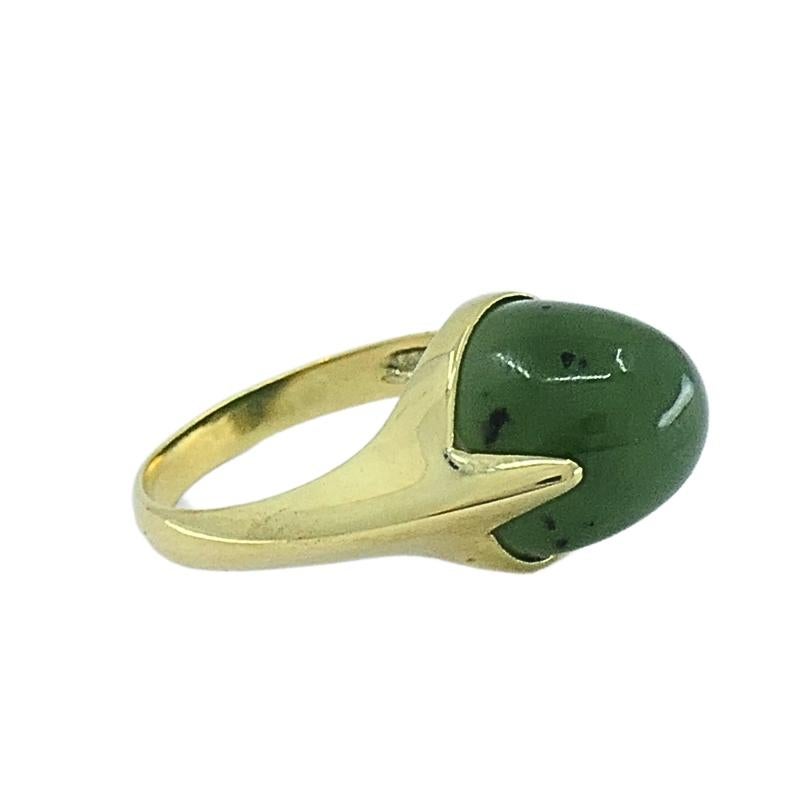 Vintage Green Jade Ring 14k Gold For Sale 1