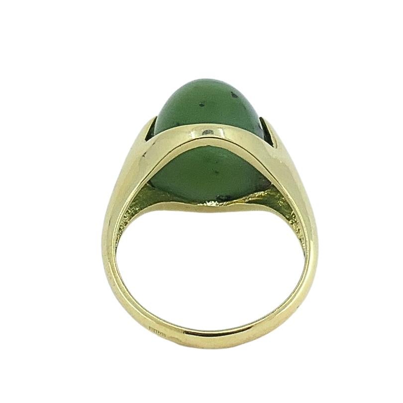 Vintage Green Jade Ring 14k Gold For Sale 2