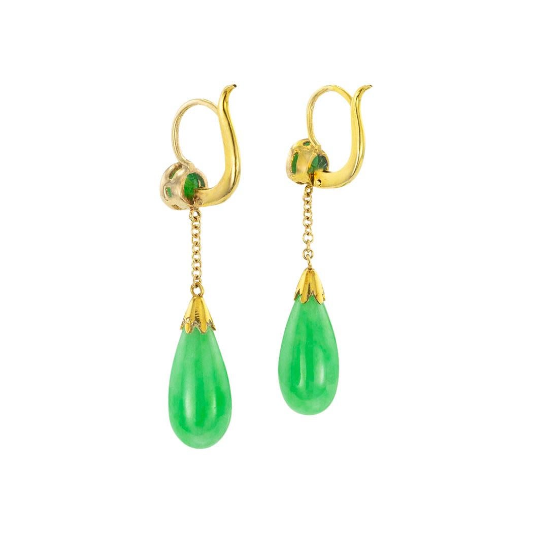 jade drop earrings gold