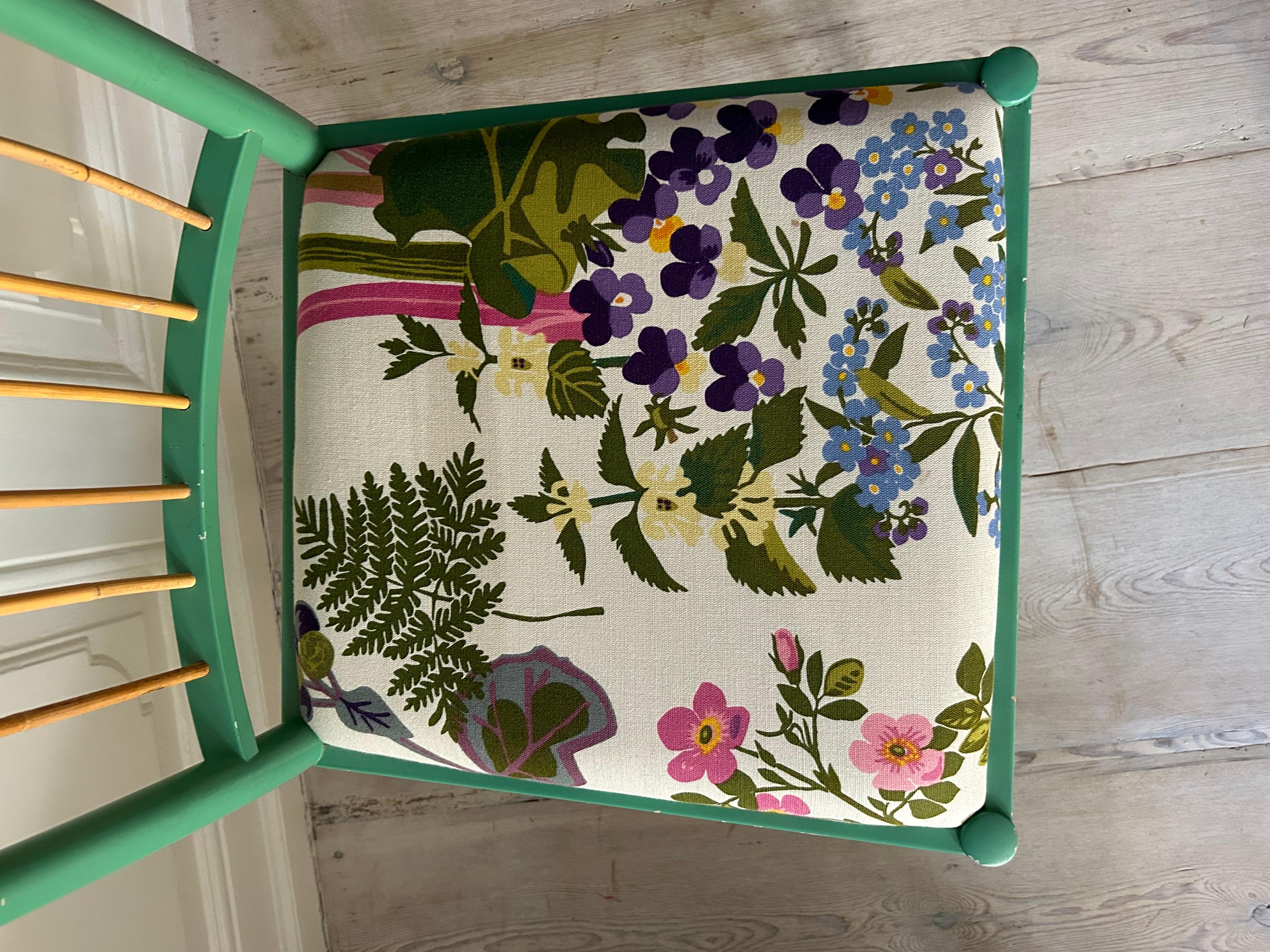 Vintage Green Josef Frank “Chair 2025” with Bamboo and Textile, Sweden, 1970s For Sale 5