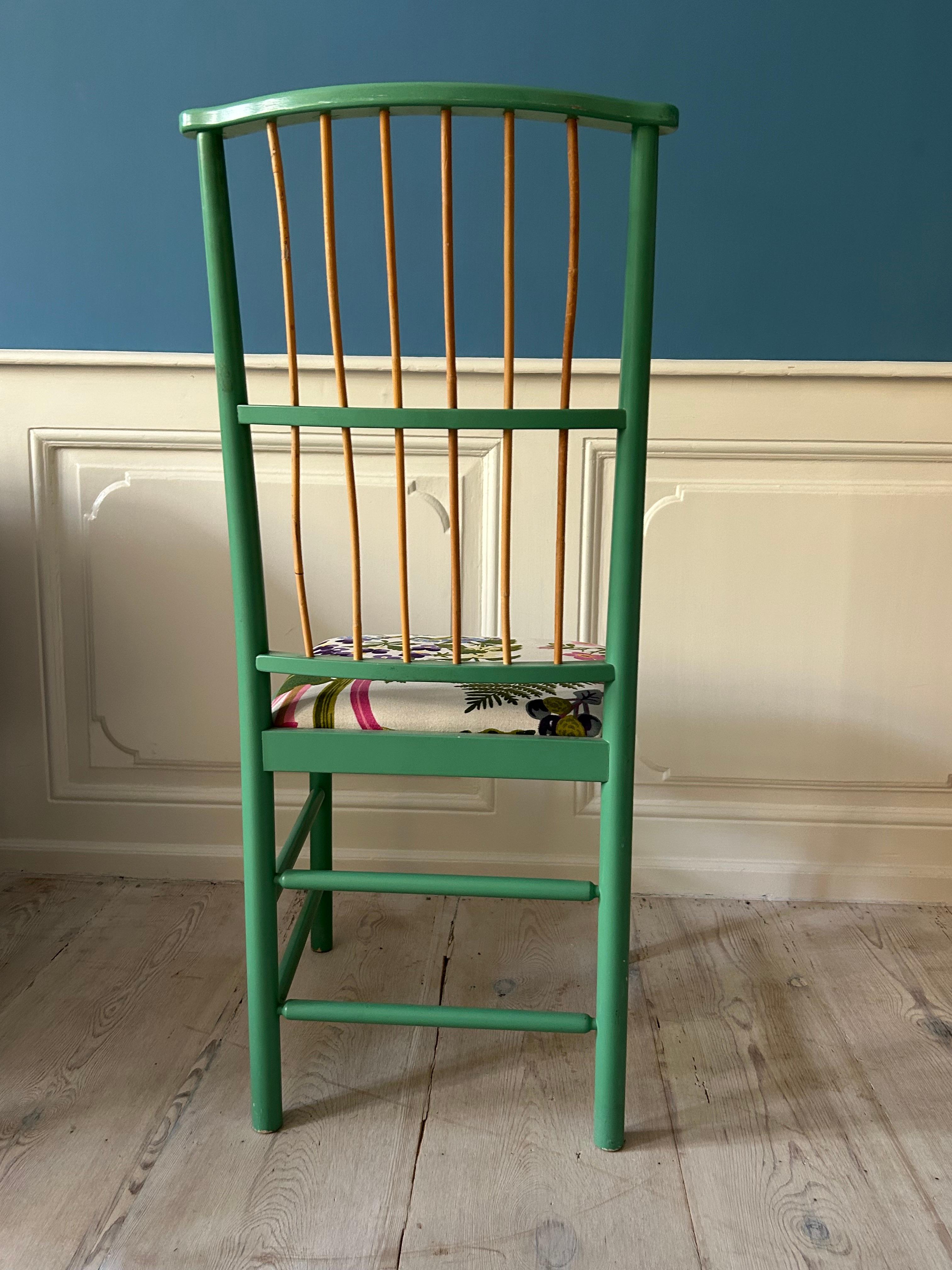 Vintage Green Josef Frank “Chair 2025” with Bamboo and Textile, Sweden, 1970s For Sale 6