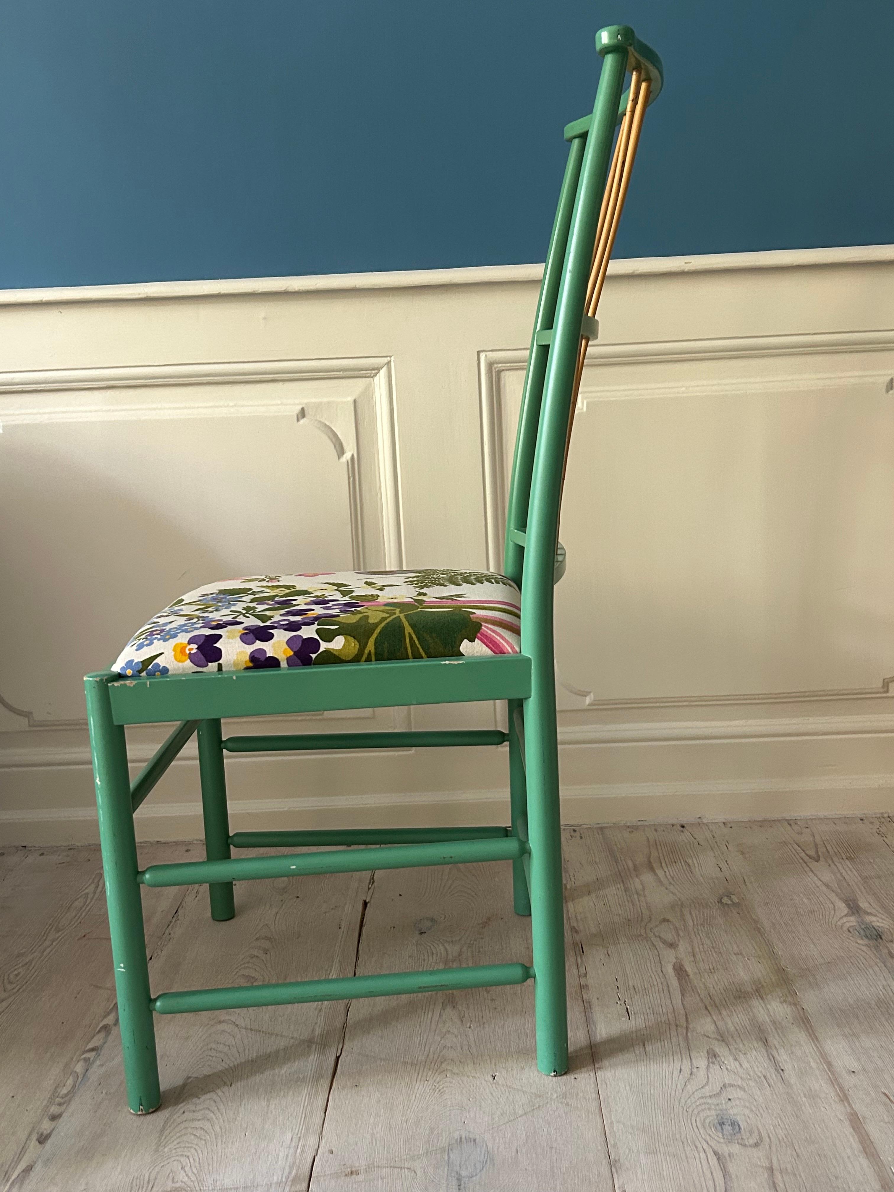 Vintage Green Josef Frank “Chair 2025” with Bamboo and Textile, Sweden, 1970s For Sale 7