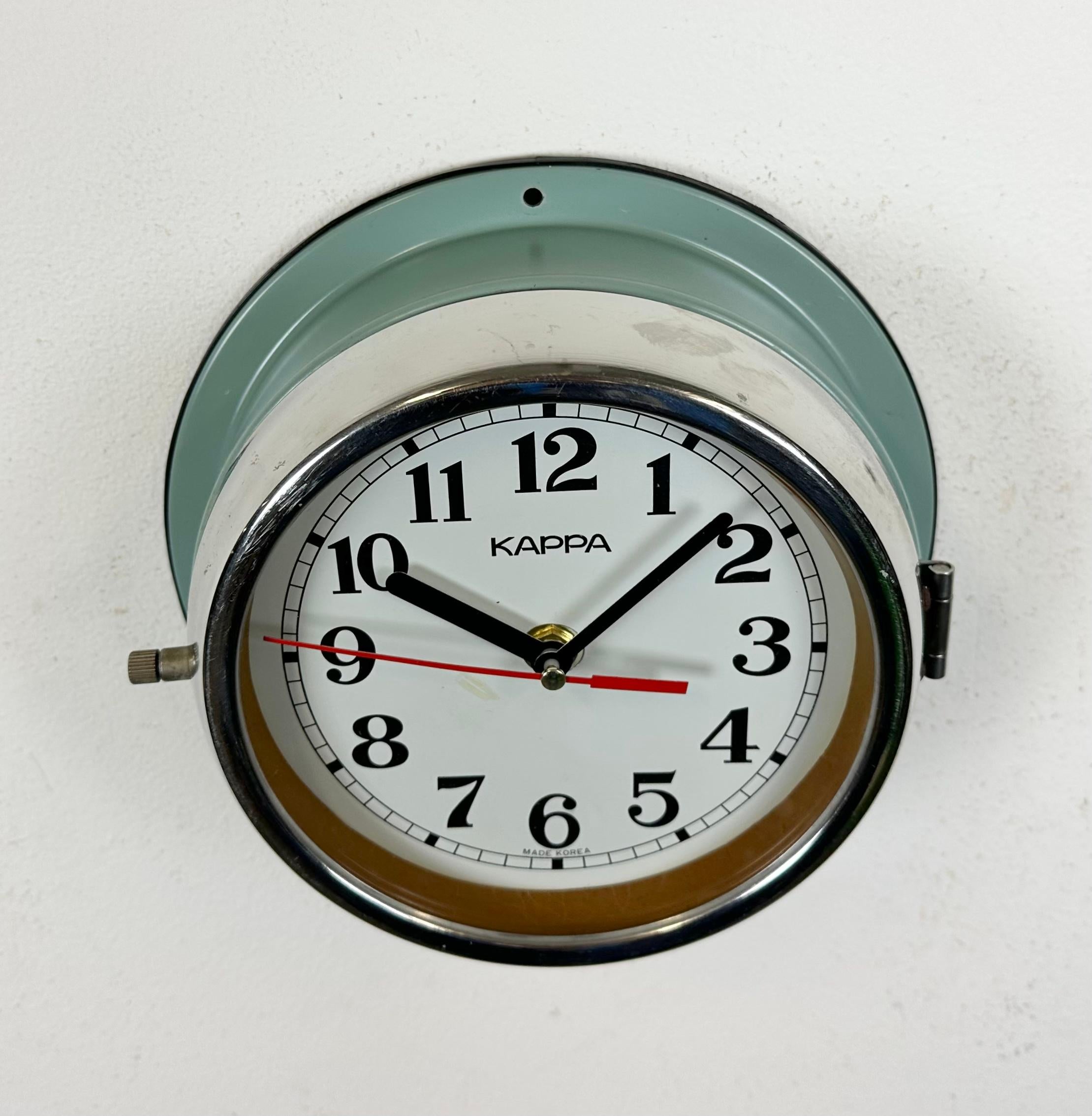 Late 20th Century Vintage Green Kappa Navy Wall Clock, 1980s For Sale