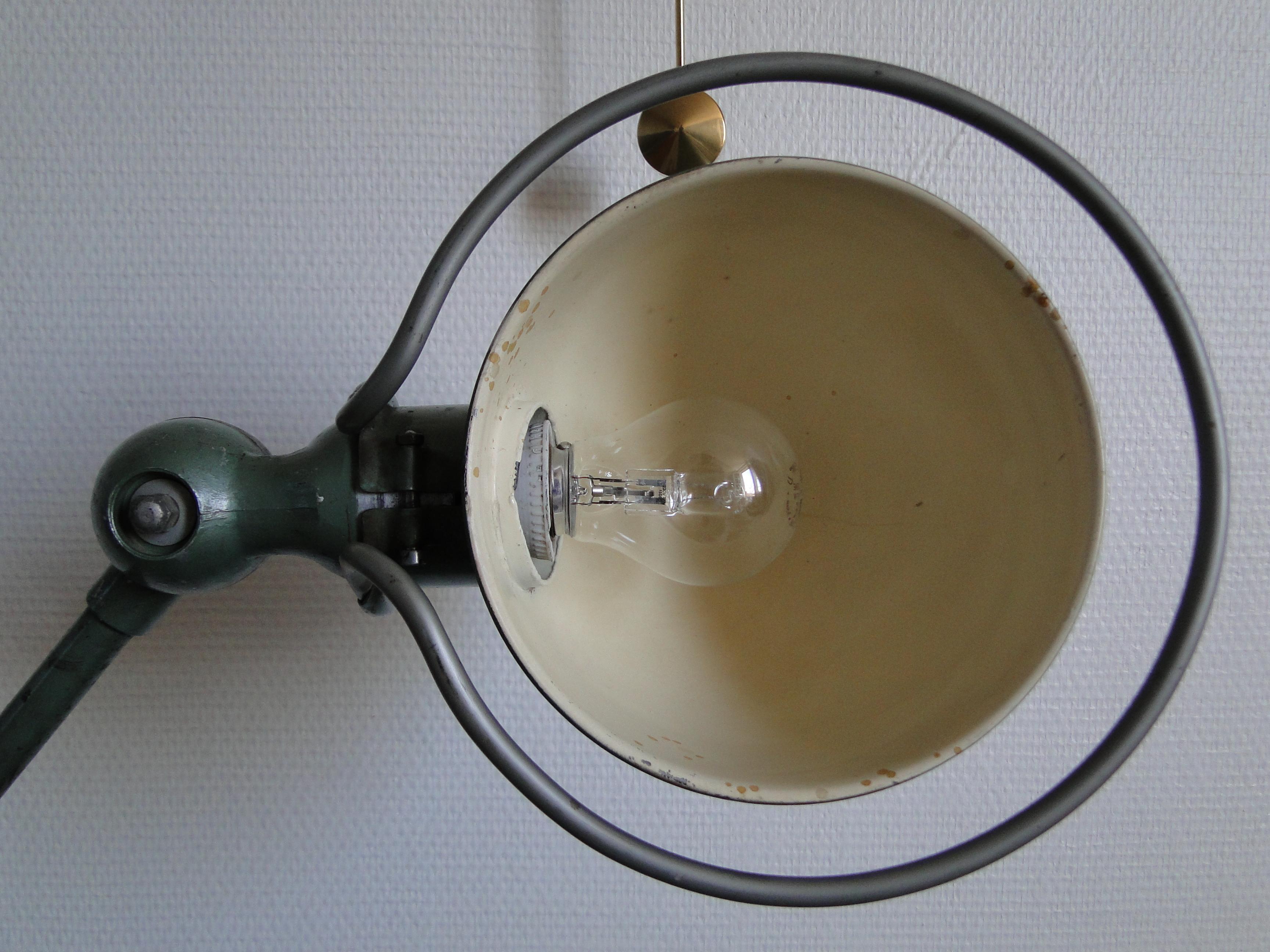 Industrial Jean Louis Domecq Jielde Vintage Green Lamp  2 Arms France desk lamp
