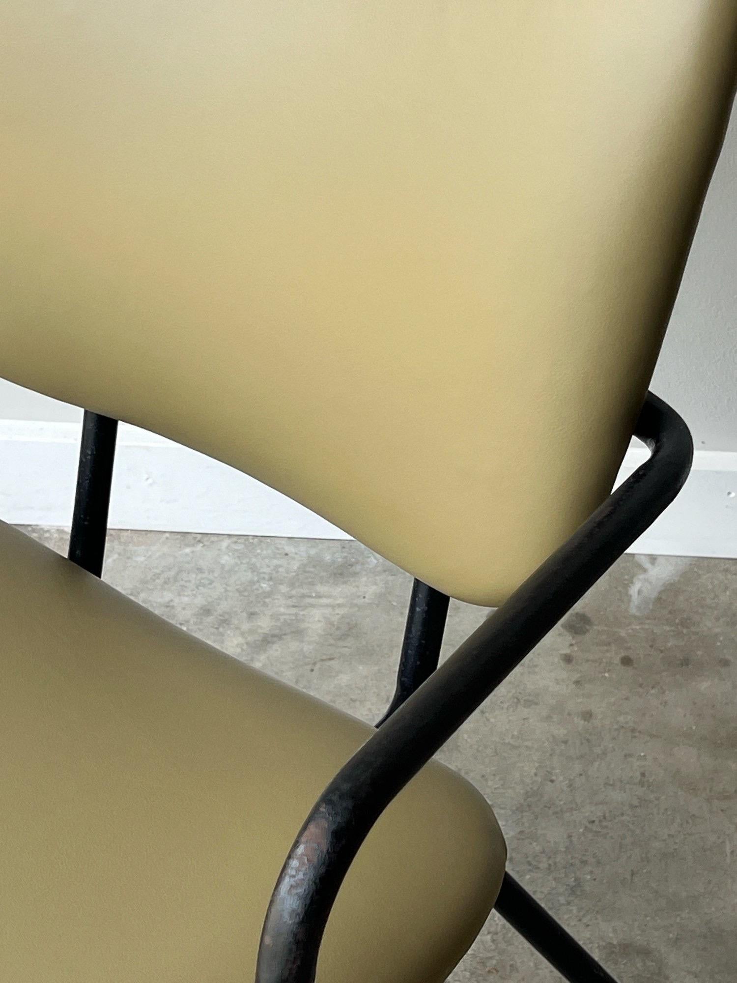 Vintage Green Leather Armchairs - a Pair For Sale 3
