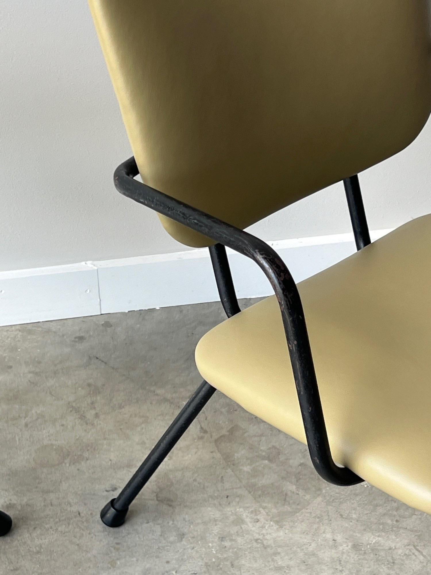 Vintage Green Leather Armchairs - a Pair For Sale 4