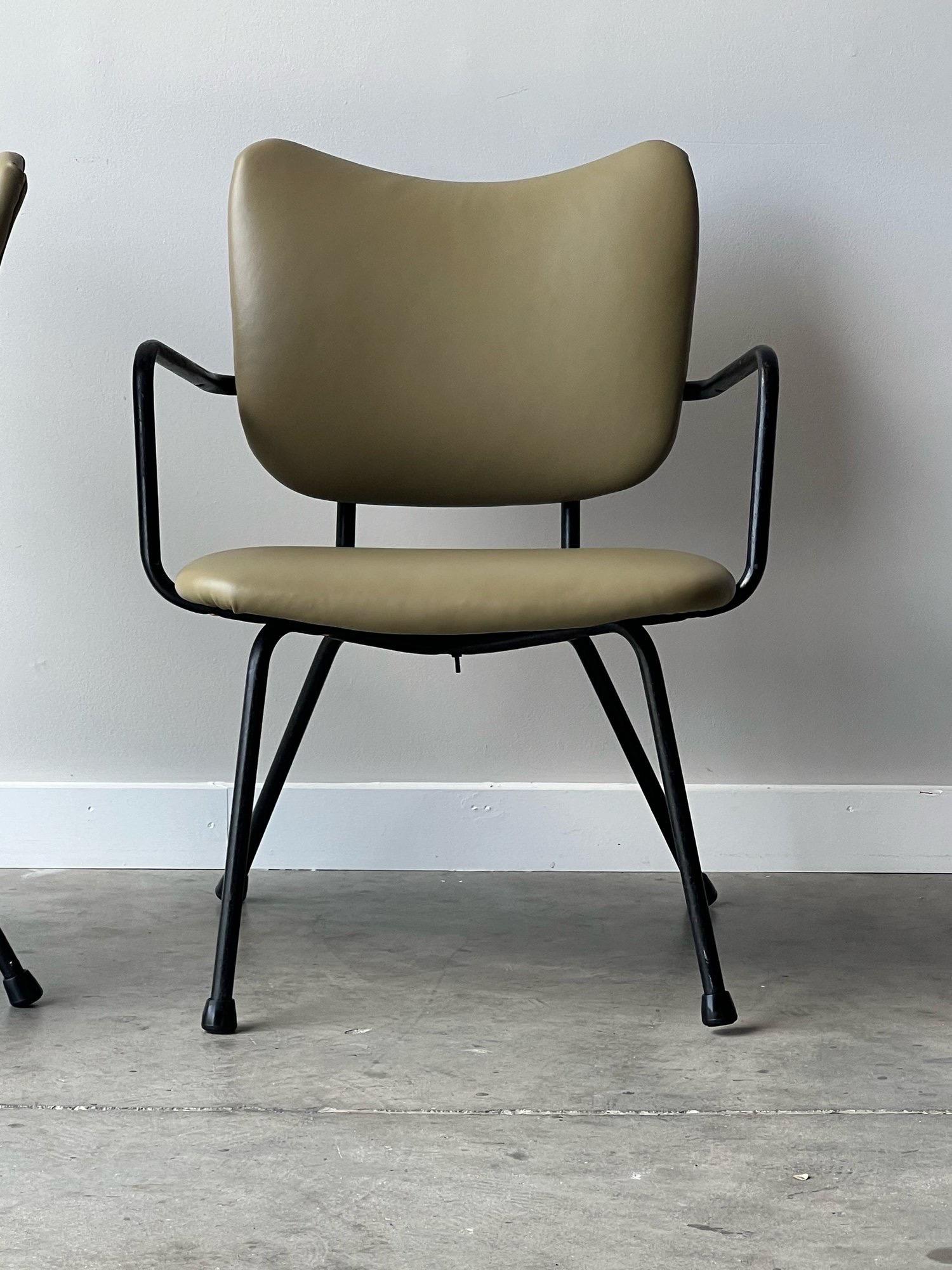 Vintage Green Leather Armchairs - a Pair For Sale 5