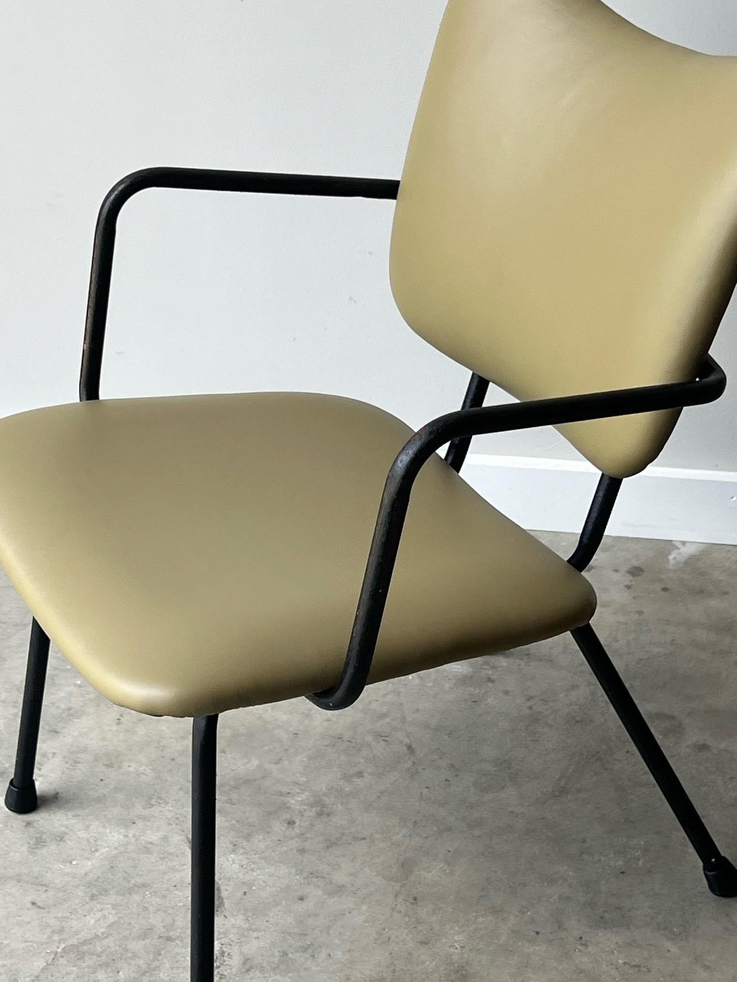 Vintage Green Leather Armchairs - a Pair For Sale 8