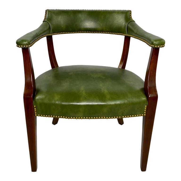 Green leather chair vintage hot sale