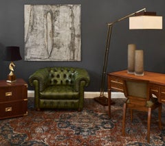 Vintage Green Leather Chesterfield Club Chair