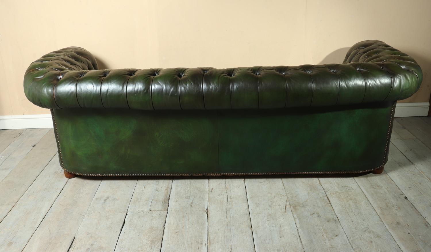 Vintage Green Leather Chesterfield 5