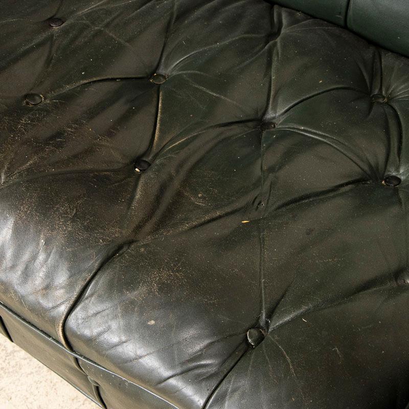 Vintage Green Leather Chesterfield Sofa from Denmark For Sale 4