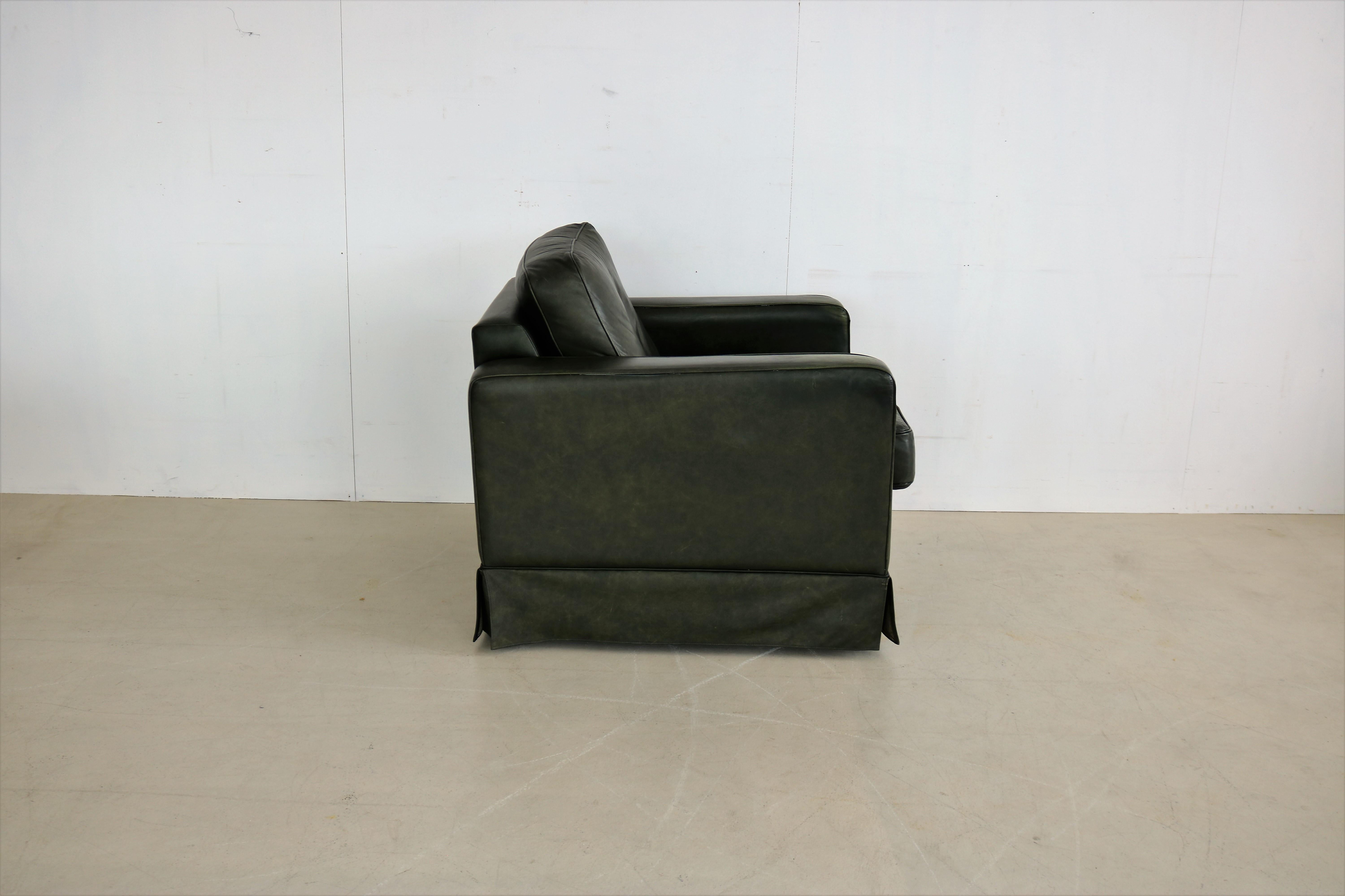 Vintage Green Leather Club Chair For Sale 8