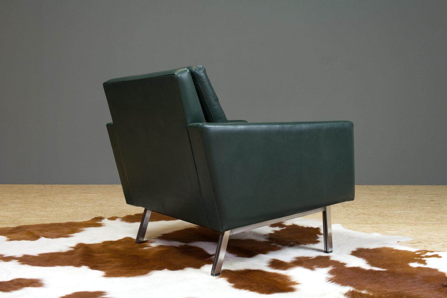 Mid-20th Century Vintage Green Leather Cubic Lounge Chair by Hein Salomonson, 1960s Dutch Design