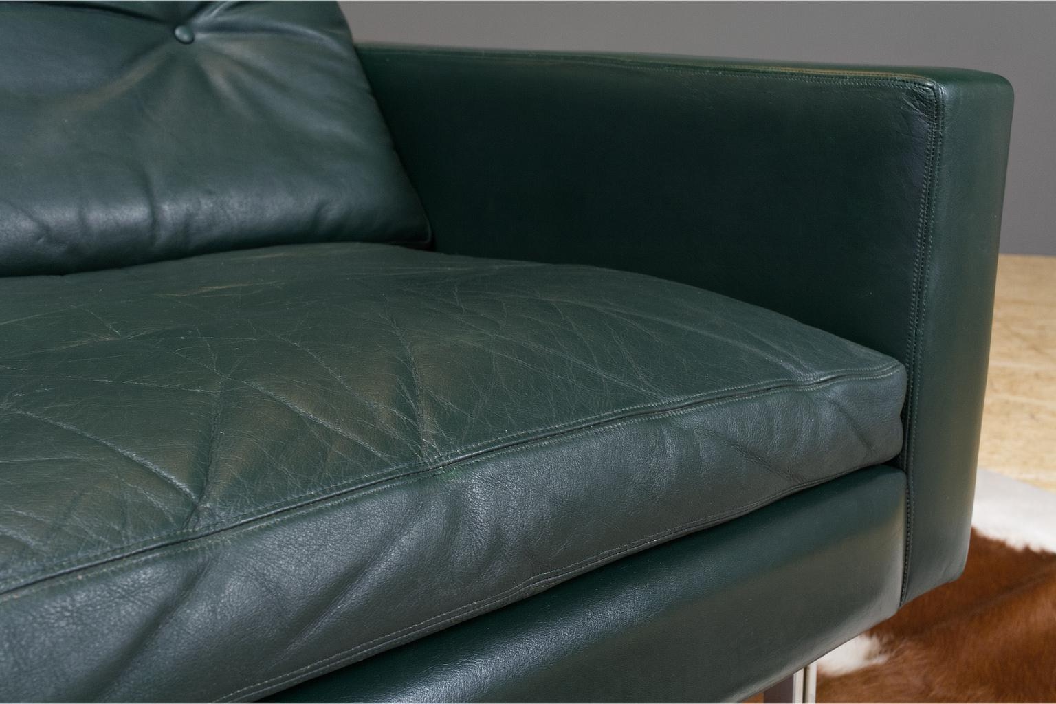 Vintage Green Leather Cubic Lounge Chair by Hein Salomonson, 1960s Dutch Design 1