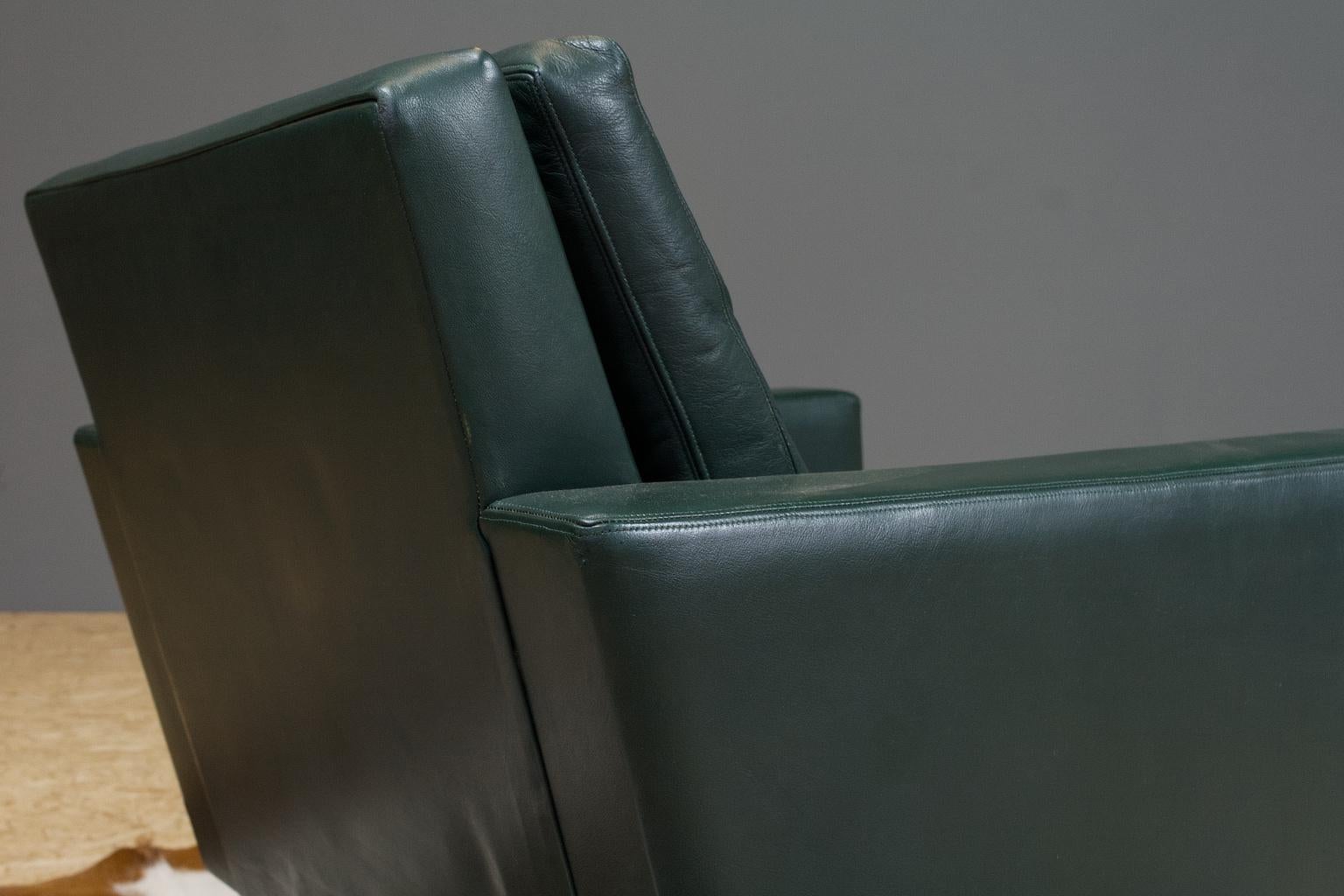 Vintage Green Leather Cubic Lounge Chair by Hein Salomonson, 1960s Dutch Design 3