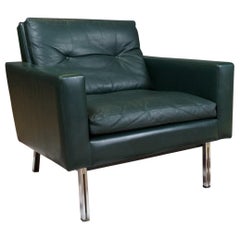 Vintage Green Leather Cubic Lounge Chair by Hein Salomonson, 1960s Dutch Design