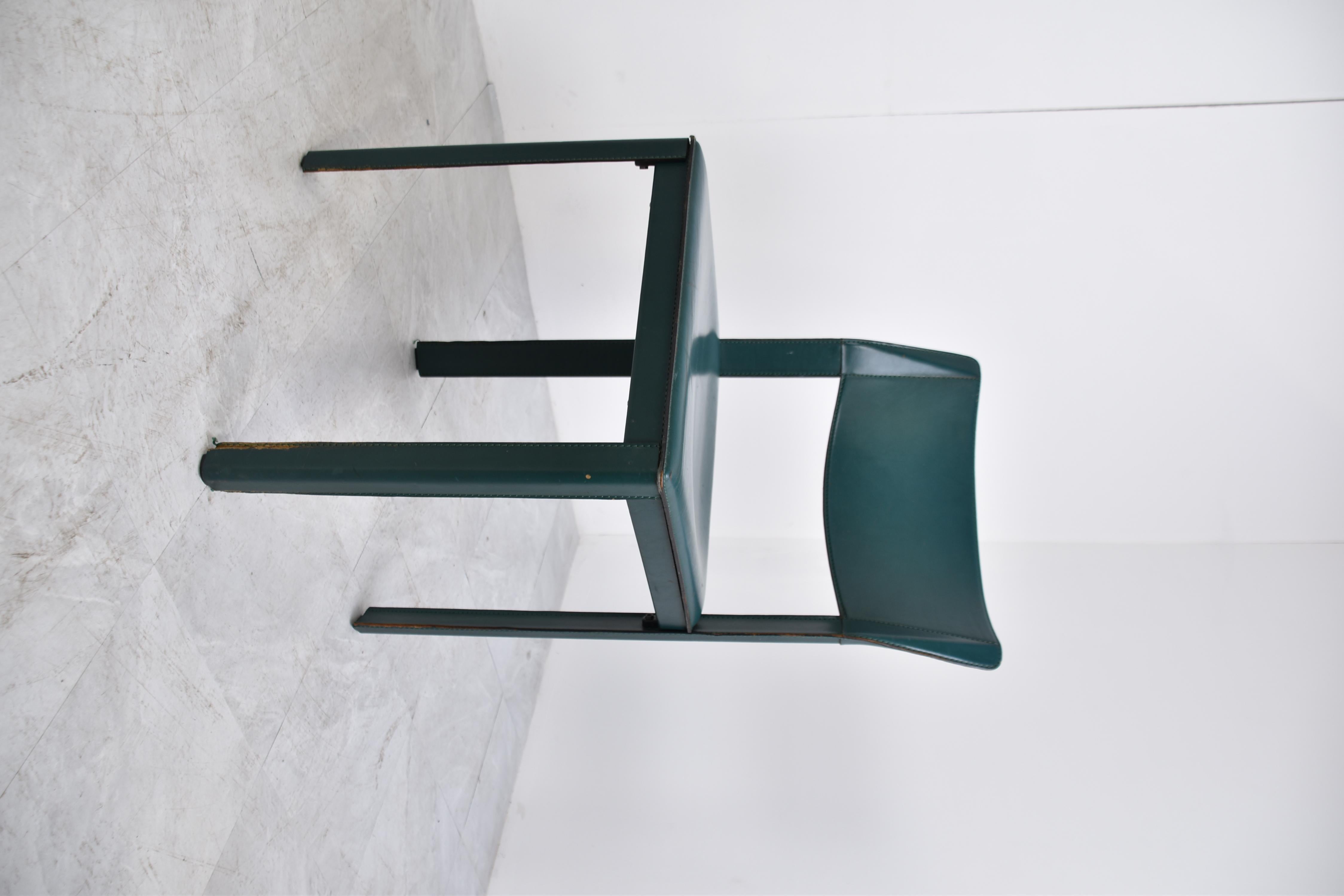Vintage Green Leather Italian Dining Chairs, 1970s 6