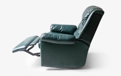 Vintage Green Leather TV Comfortable Armchair