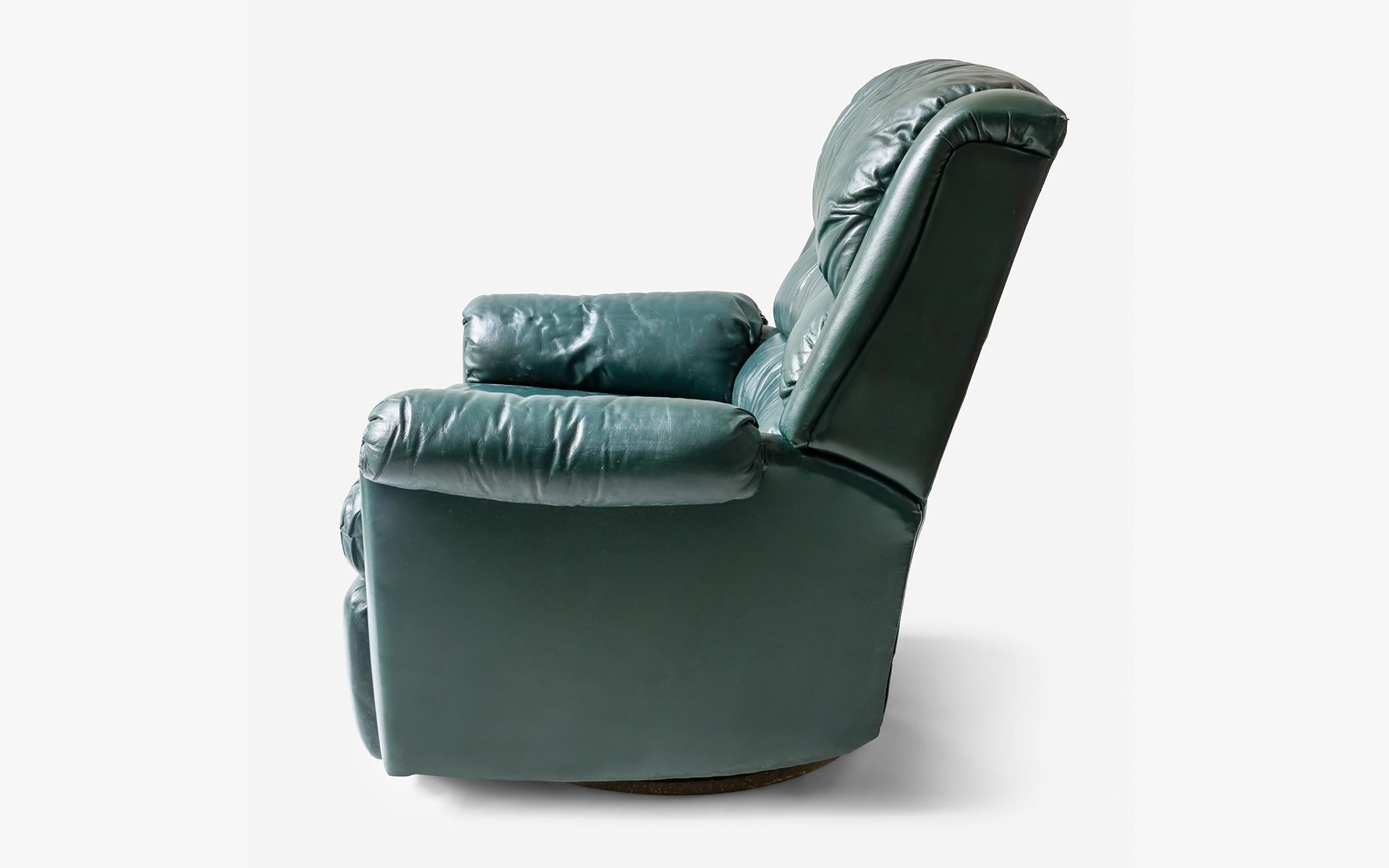 antique green leather chair