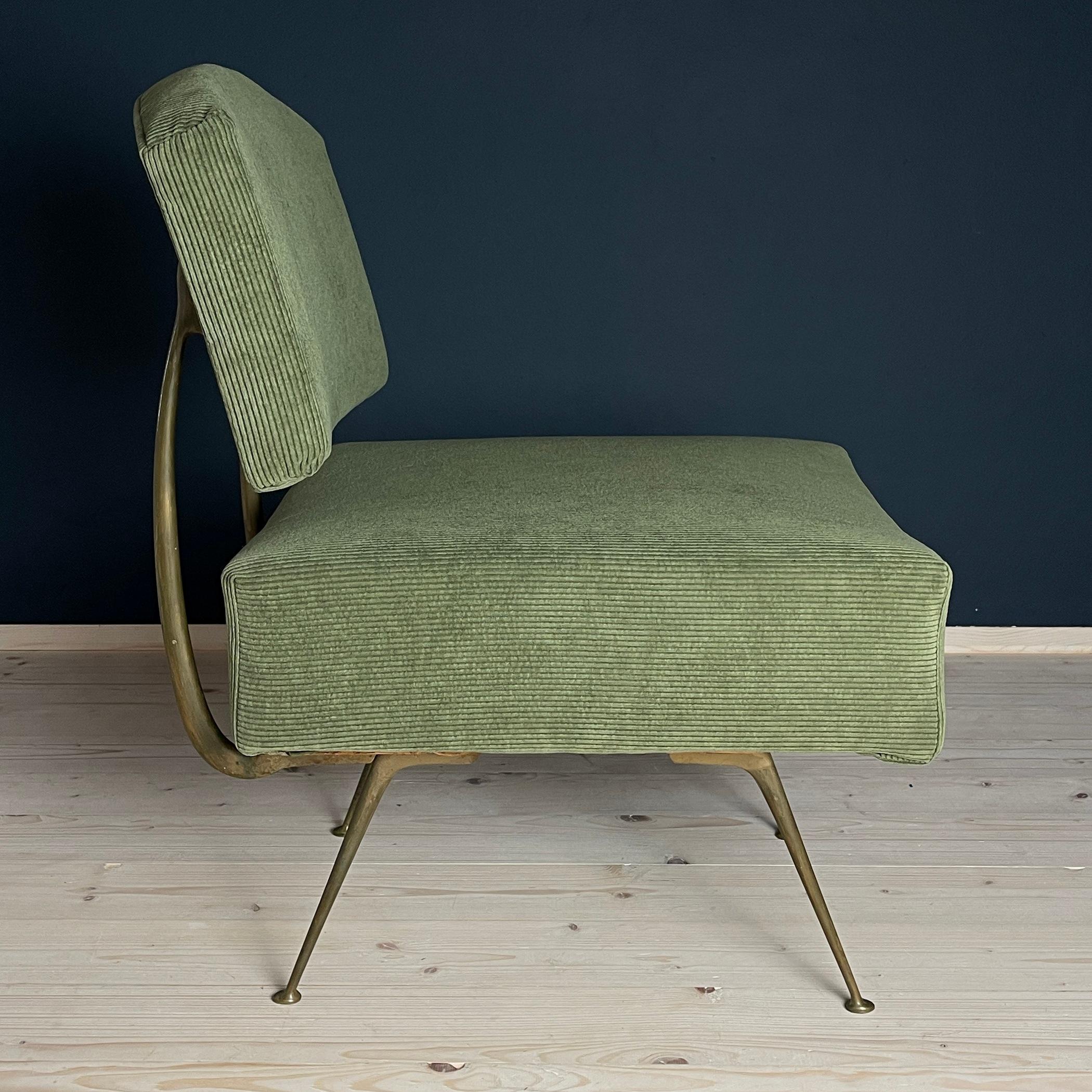 Vintage green lounge chair Italy 1950s 3